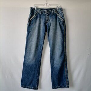 S.Y.N Mens Blue Medium Wash Denim Mid Rise Straight Jeans Size 33/34